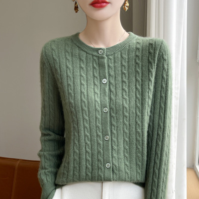 新款东莞大朗针织衫麻花开衫毛衣