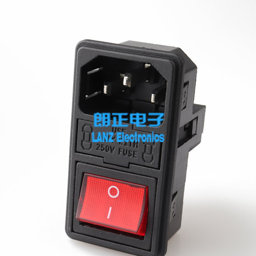 LANZMFG朗正/LZ-14-F15-2.0卡位2.0双保险C14插座带开关三合一