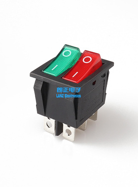 LANZMFG/朗正KCD8-101N-6P-RG双联6脚开关双色红灯绿灯船型开关