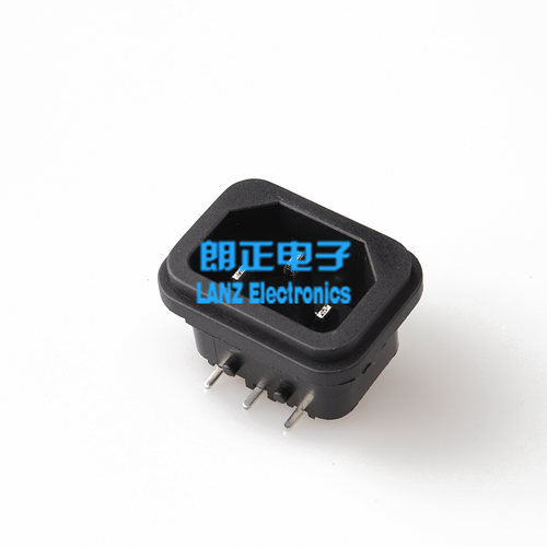 LANZMFG朗正/LZ-14-8P 品字型C14插座AC电源插座焊接式弯脚全铜