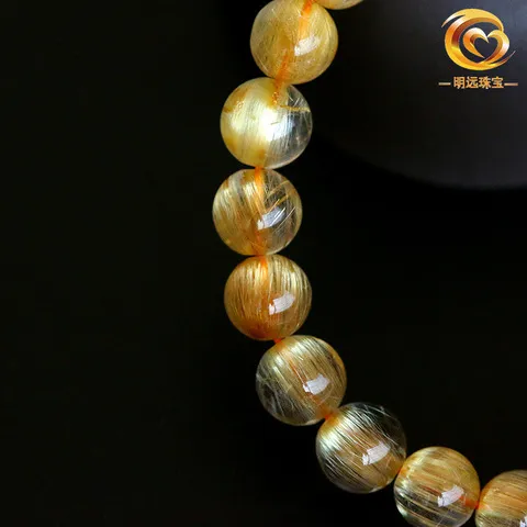 手链饰品手串金发晶天然水晶金发顺发直销发多金发晶6A2345