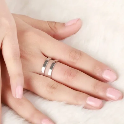 时尚对戒轻奢三环两环小众指环戒指情侣s925纯银开口设计款