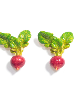 Palnart poc原创设计匠人手工手作小众可爱绿色蔬菜萝卜耳钉耳夹