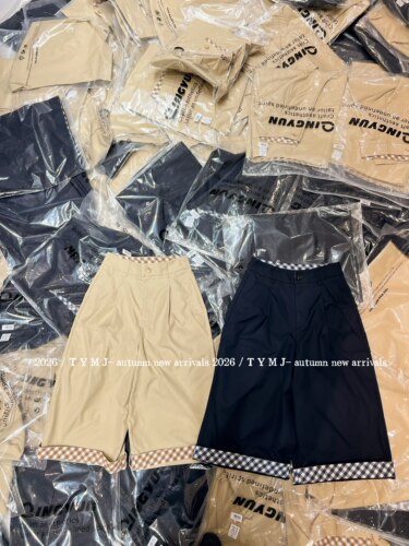 欧洲站2026夏季新款高腰显瘦格子拼接阔腿裤女宽松百搭休闲七分裤
