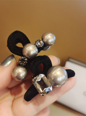 黑色植绒小号抓夹水钻珍珠高级感刘海抓夹冬季新款好用边夹小发抓