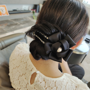 韩国进口轻奢气质立体花朵水晶懒人夹后脑勺盘发横夹好用抓夹抓子