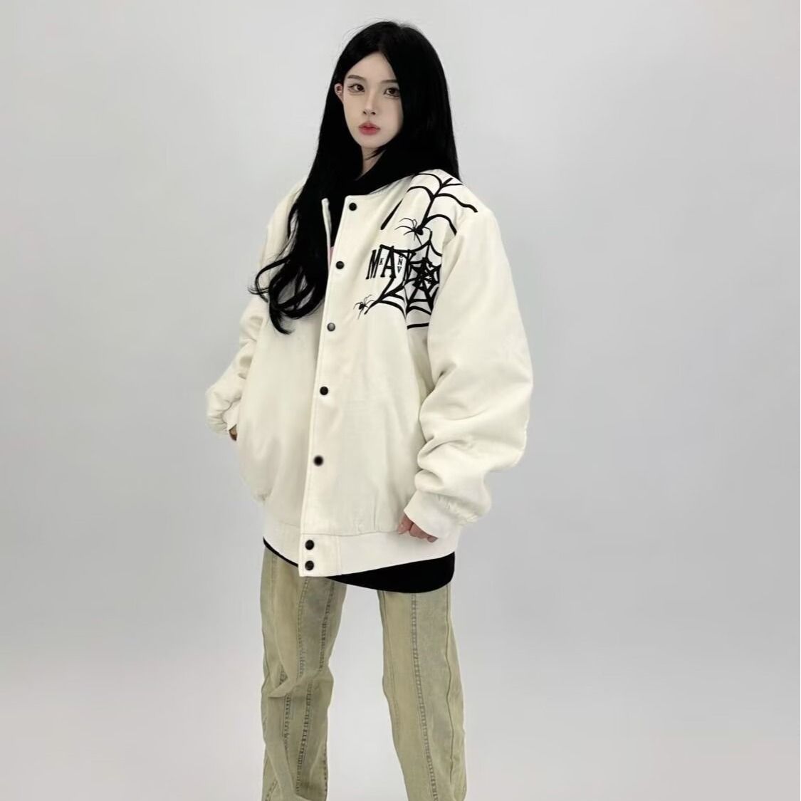 1506A/GU10020/P54蜘蛛网刺绣夹克棒球服秋冬男女宽松潮流外套2，女装短外套，星座1506A