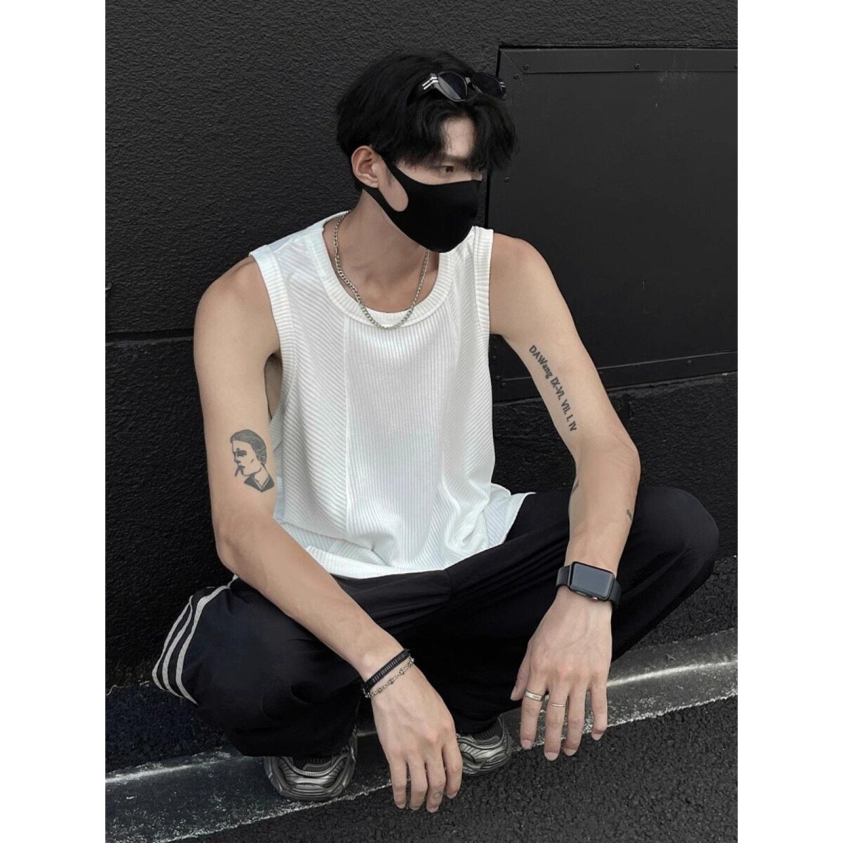1506A/GAT1360/P29慵懒风冰丝螺纹背心男宽松无袖t恤低领打底坎肩,男装背心/马甲,星座1506A
