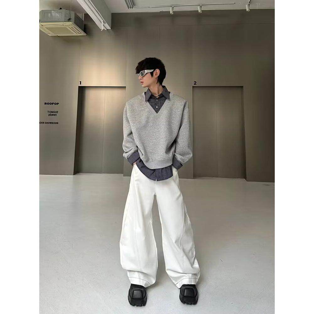 1506A/G81980/P50Polo衫男刺绣字母美式复古宽松半拉链卫衣潮2，男装Polo衫，星座1506A