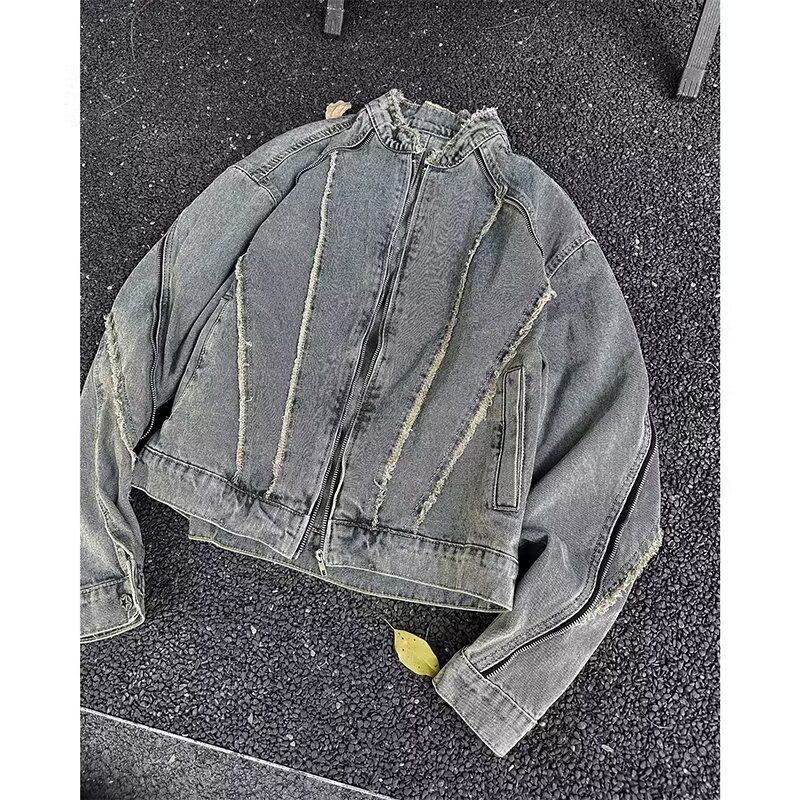 1506A/G3150/P67美式复古解构毛边水洗牛仔外套图片