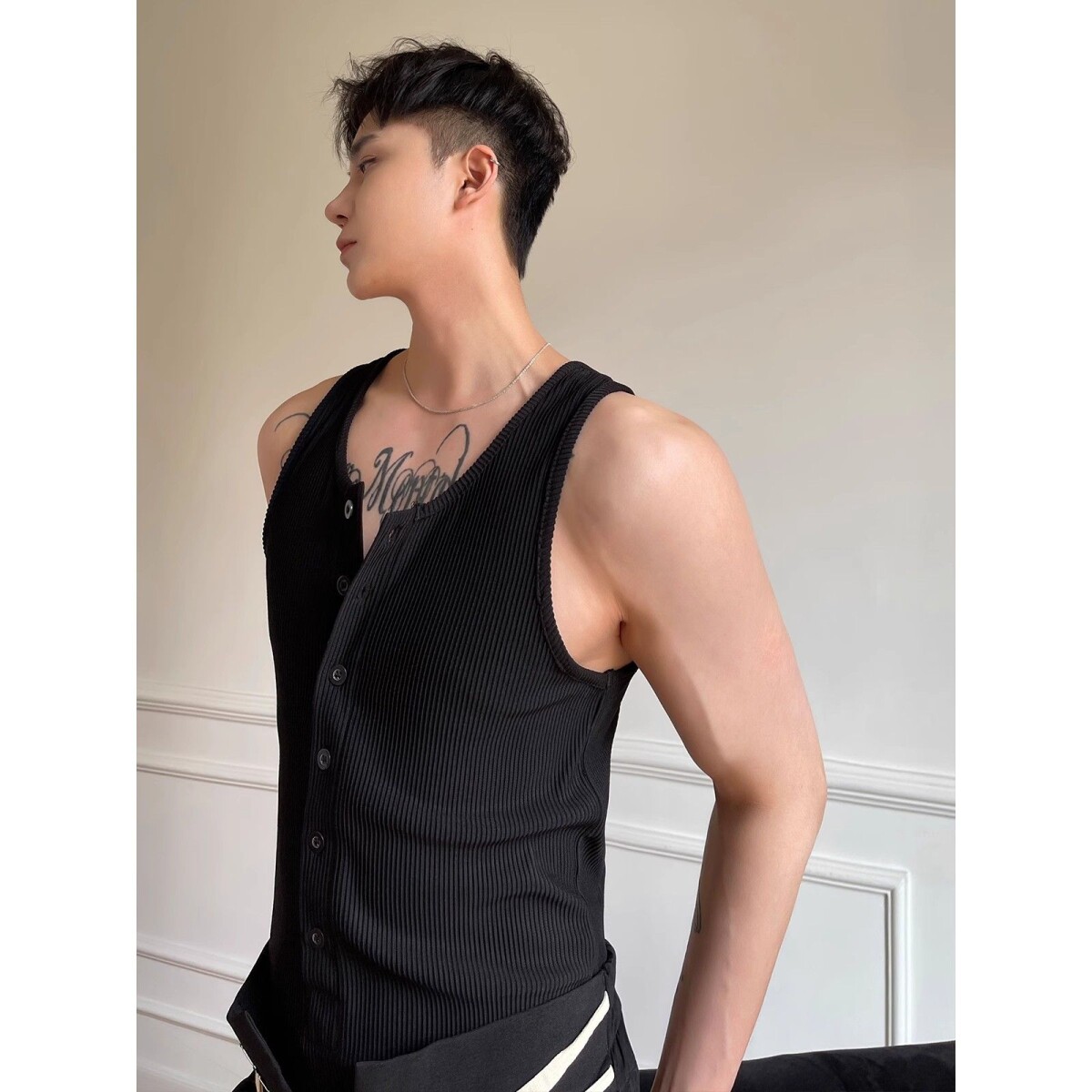 1506/GAT1490/P39夏季型男紧身背心系扣设计无袖男坎肩汗背心透气,男装背心/马甲,星座1506A