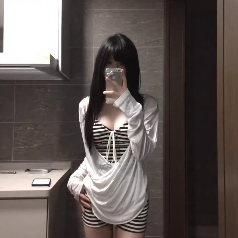女士分体泳衣显瘦遮肚条纹吊带海边度假三件套带罩衫泡温泉泳装