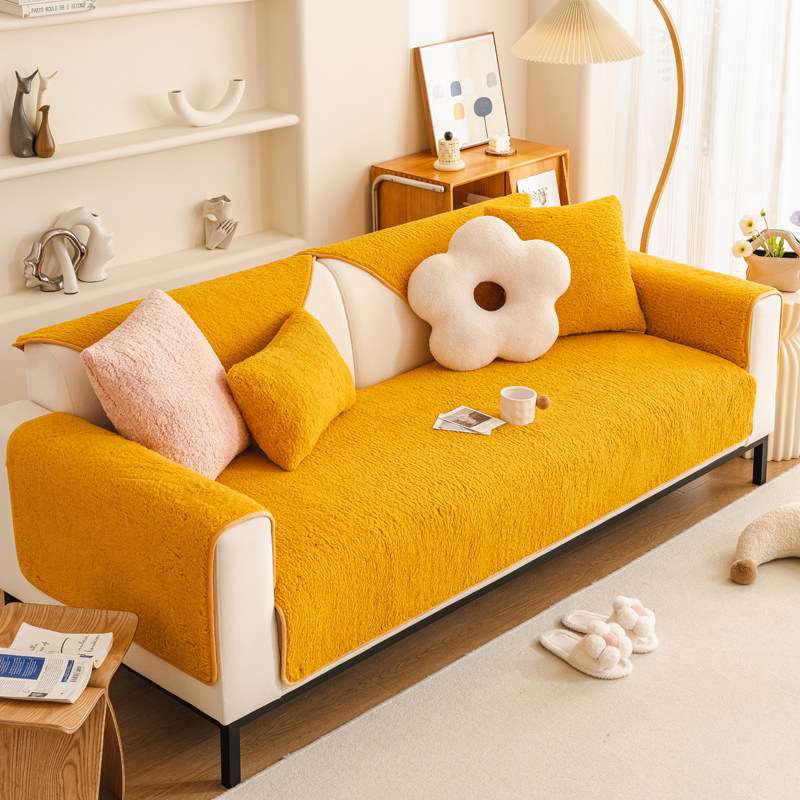 加厚毛绒沙发垫冬季防滑三座一贵妃皮坐垫套罩2025新款扶手盖布巾