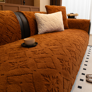 冬季毛绒沙发垫秋冬防滑三座一贵妃皮坐垫套罩2025新款流行盖布巾