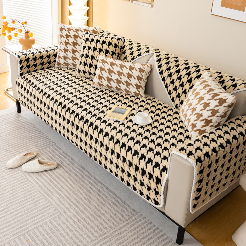 加厚毛绒沙发垫冬季秋冬款防滑皮坐垫子套罩2024新款扶手全盖布巾