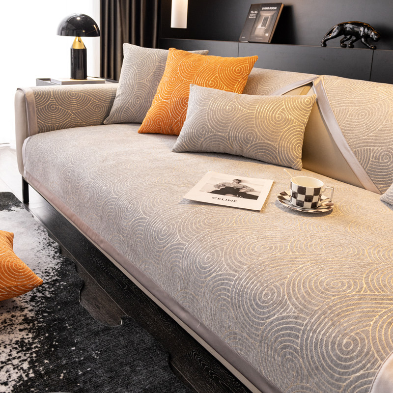 雪尼尔沙发垫四季通用防滑三坐一贵妃皮坐垫子套罩2026新款盖巾布