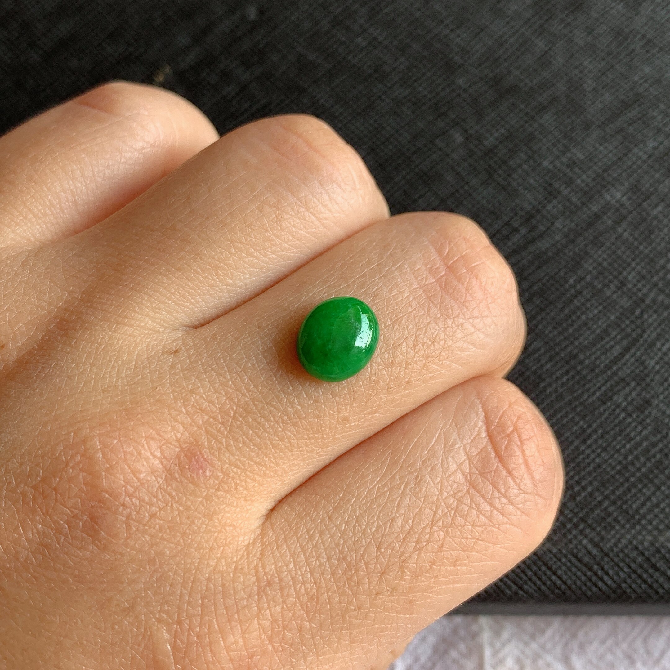 缅甸天然A货翡翠冰糯种满绿蛋面镶嵌件老坑玉翡翠满色蛋面戒面