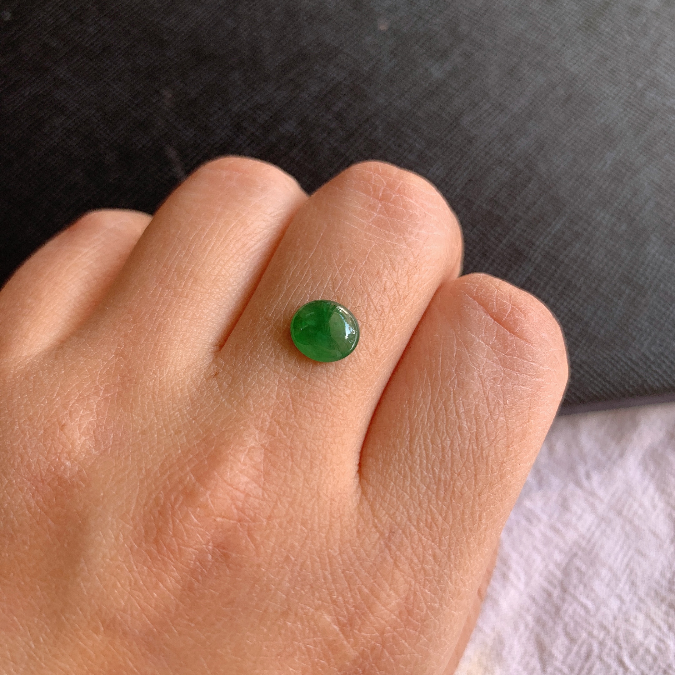 缅甸天然A货翡翠冰糯种满绿蛋面镶嵌件老坑玉翡翠满色蛋面戒面