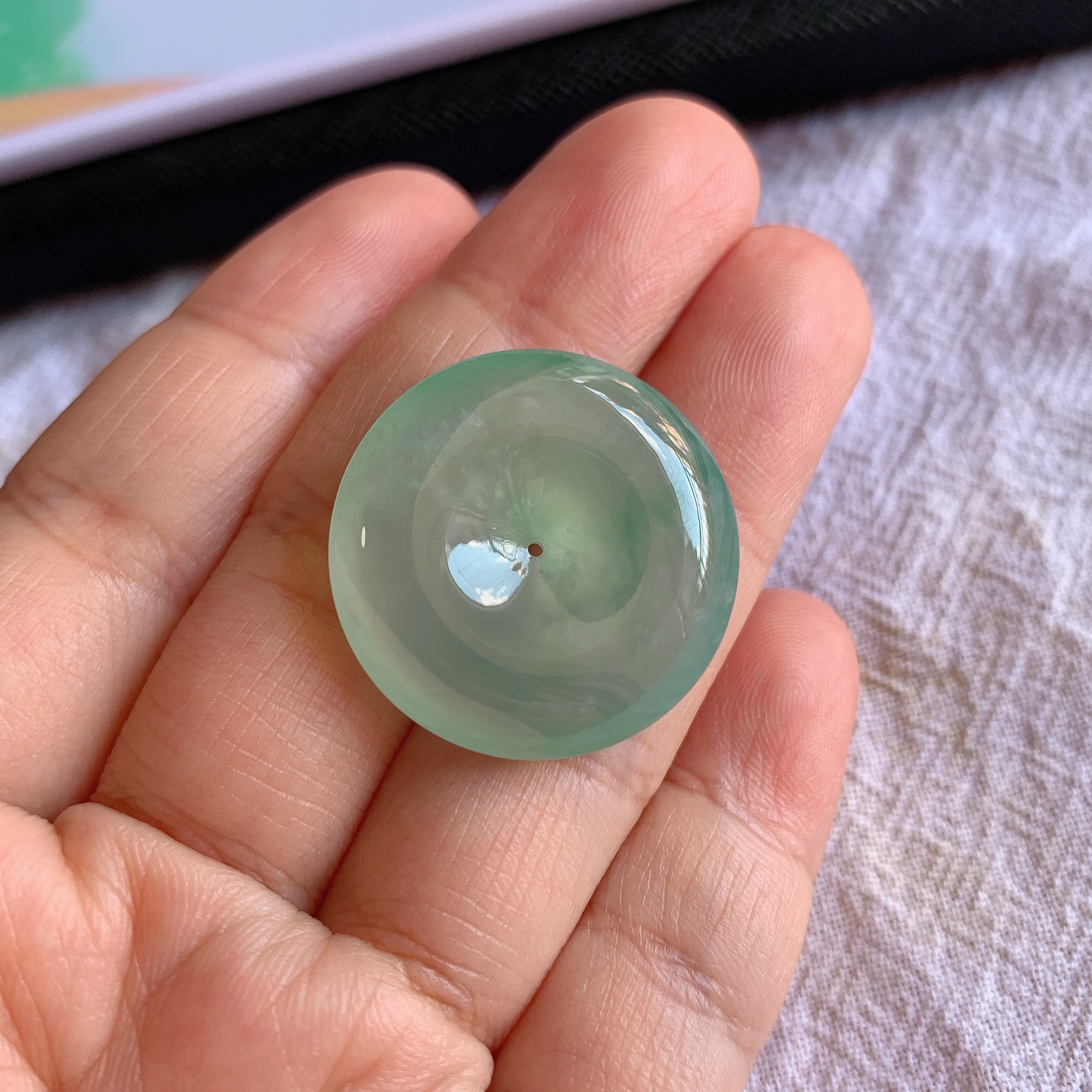 缅甸天然A货翡翠冰种晴底平安扣吊坠老坑翡翠平安扣吊坠