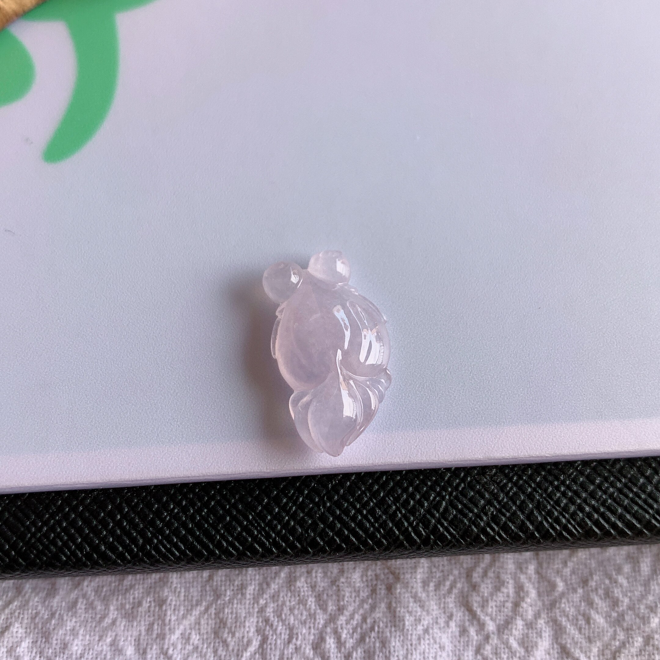 缅甸天然A货翡翠冰糯种粉紫小鱼吊坠老坑玉葫芦挂件