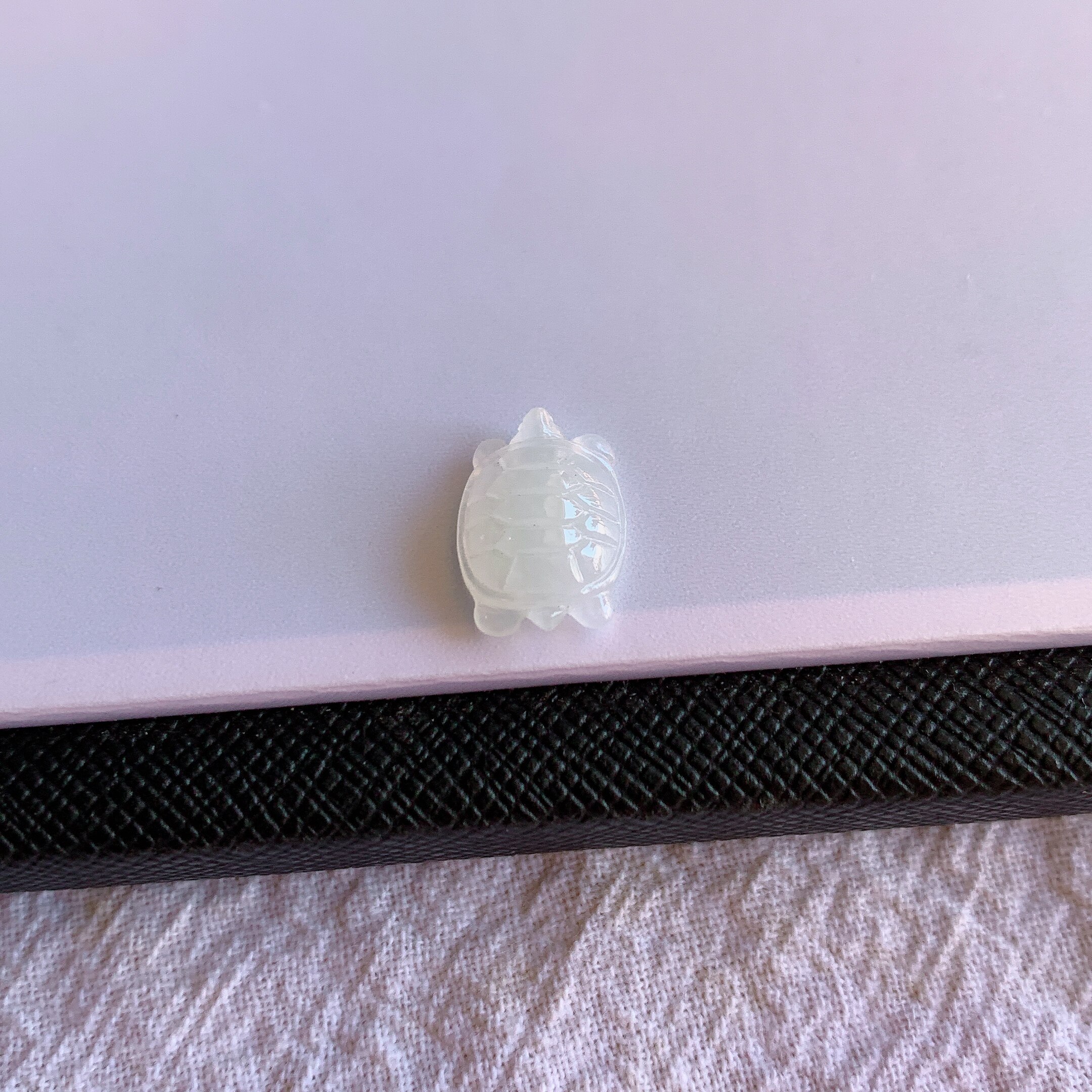 缅甸天然A货翡翠冰糯种白月光小乌龟镶嵌件老坑玉小乌龟戒面