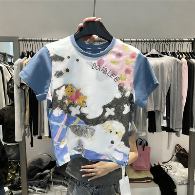 917韩系小众小狗涂鸦短袖T恤女