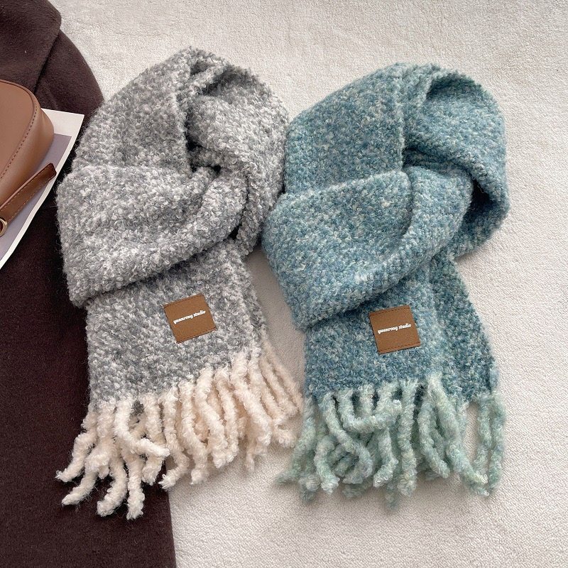 25秋冬杂色点点毛绒混纺保暖围巾