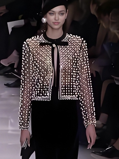 高定|新款女士小香风外套明星同款重工订珍珠高级感大气晚礼服女