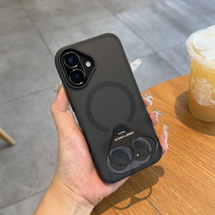 金属指环扣旋转支架磁吸睿智黑适用iPhone17promax苹果16手机壳新款15简约磨砂14双环扣13高级轻奢11全包防摔
