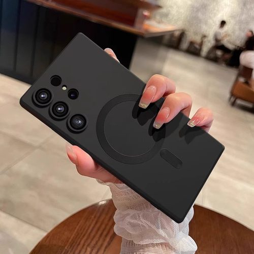 Magsafe磁吸充电Note20 Ultra高级感适用三星Galaxy S23+全包镜头S24Ultra磨砂金属漆S22手机软壳S20带镜头膜