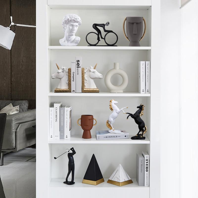北欧简约样板房客厅创意家居书架软装饰品摆件玄关工艺品书挡道具