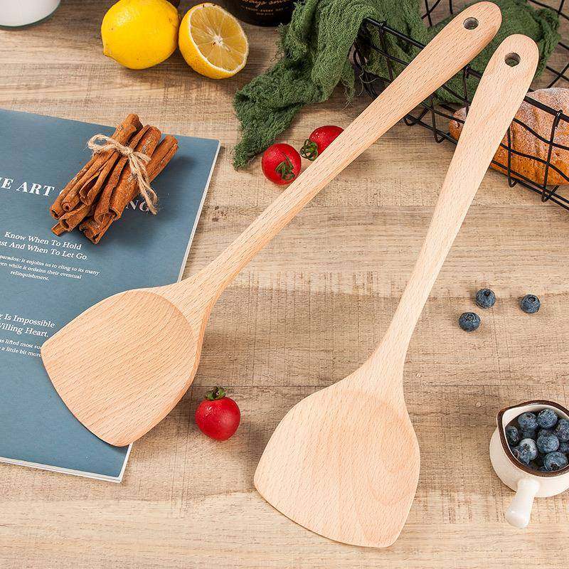 无漆榉木长柄木铲家用不粘锅锅铲厨房用具加厚炒菜木头烹饪铲