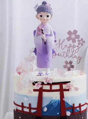 厂家新款扇子古风少女系列家居摆件复古装饰品送女生日蛋糕礼物