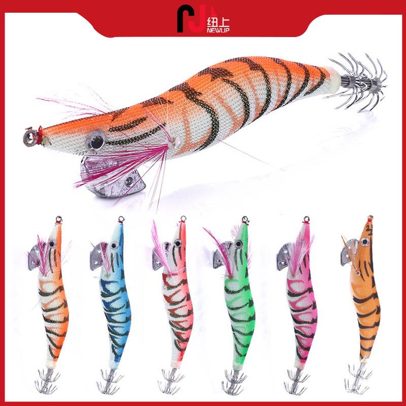 夜光鱿鱼木虾假饵 3.0海钓墨鱼乌贼鱿鱼钩双伞钩路亚饵木虾渔具