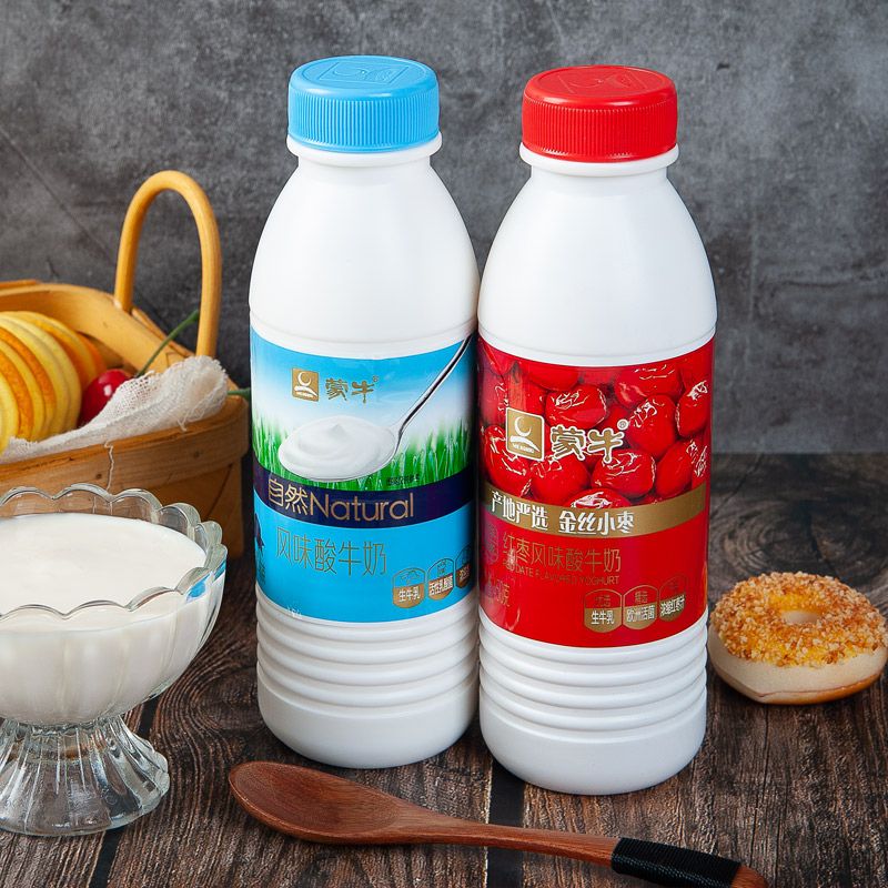 蒙牛原味红枣酸奶450g*4桶装风味发酵乳生牛乳桶酸瓶装酸奶