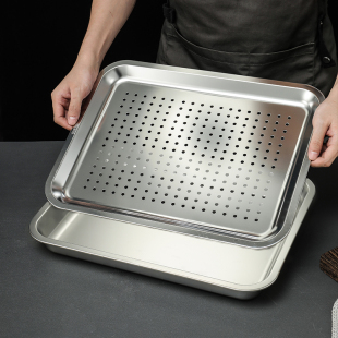 304不锈钢漏盆长方形沥水盆商用大号茶盘茶具沥水沥油盘冲孔方盆
