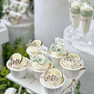 森系婚礼订婚生日派对甜品台木制love蛋糕插牌wedding小木牌摆件