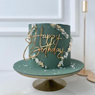 ins风Happy 饰摆件甜品台烘焙亚克力插牌 Birthday生日快乐蛋糕装