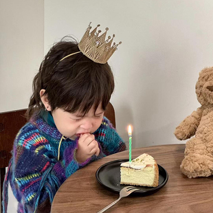 韩版 男孩女孩周岁生日帽儿童生日发箍公主皇冠宝宝拍照头饰道具