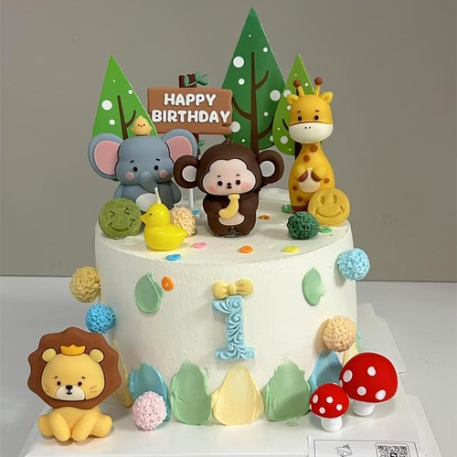 长颈鹿狮子森系动物园蛋糕装饰