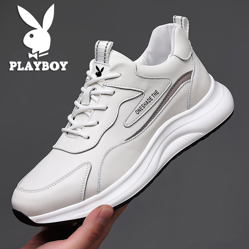 花花公子男鞋真皮休闲皮鞋男冬季加绒保暖软底轻便内增高运动棉鞋