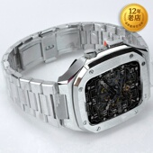 星图适用iwatch12345679se8改装 橡树一体保护套手表表带applewatch45mm44不锈钢金属蝴蝶扣男ap潮个性 ultra