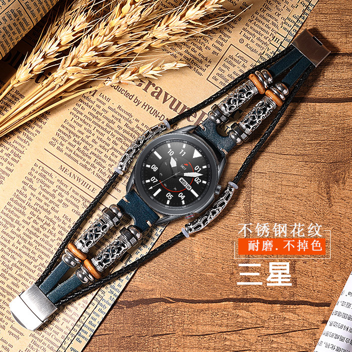 星图复古民族风真皮不锈钢手表带4s2三星 watch3456代40mm44个性active1潮45sport46创意42Classic Galaxy 智能设备 智能手表手环表带/腕带 原图主图