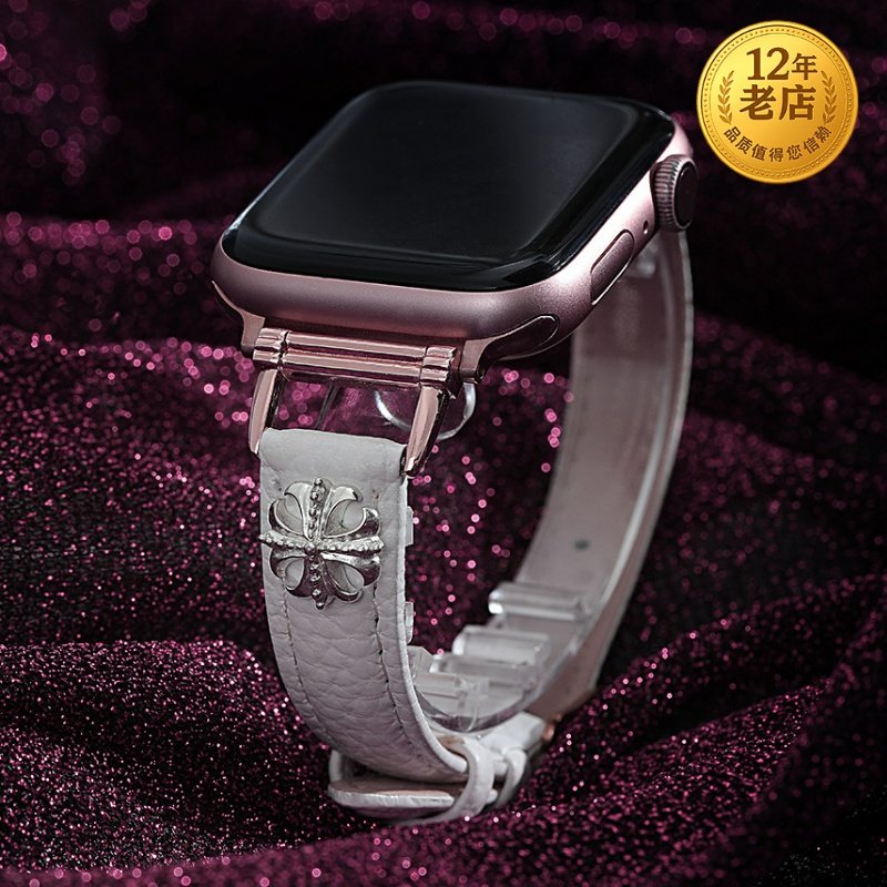 星图适用iwatch1234567se8s手表带软真皮applewatch纯银铆钉个性保护套小众45mm40潮男女44金属扣壳ultra49