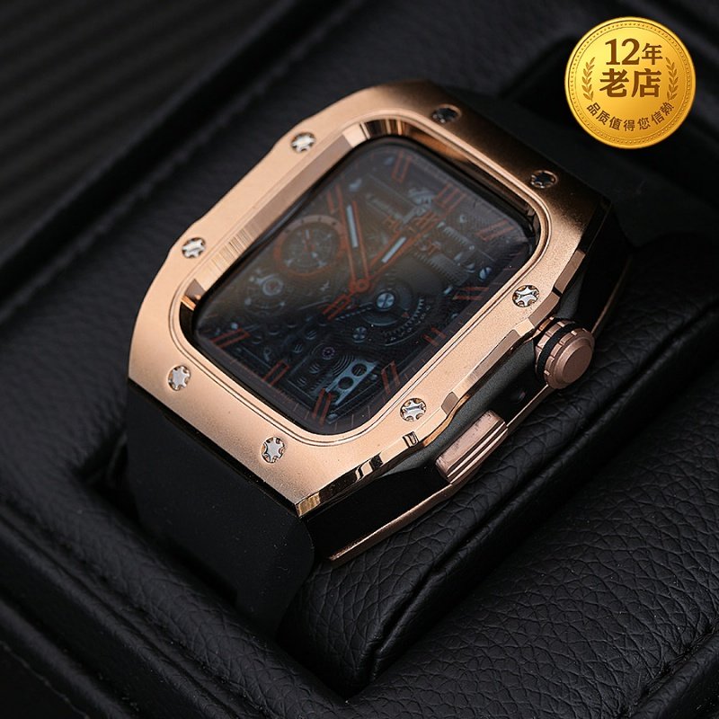 星图适iwatch1234567se89是手表壳表带金属保护套硅胶表带一体防摔刮花45mm44潮流个性高级ins风后盖运动