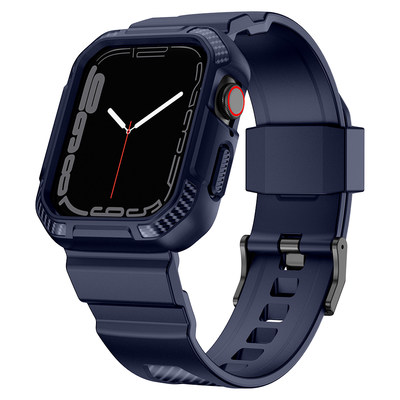 星图适用于iwatch1234567se8s一体保护套手表带运动个性潮新款apple watch硅胶碳纤维纹理ins风格iPhone手表