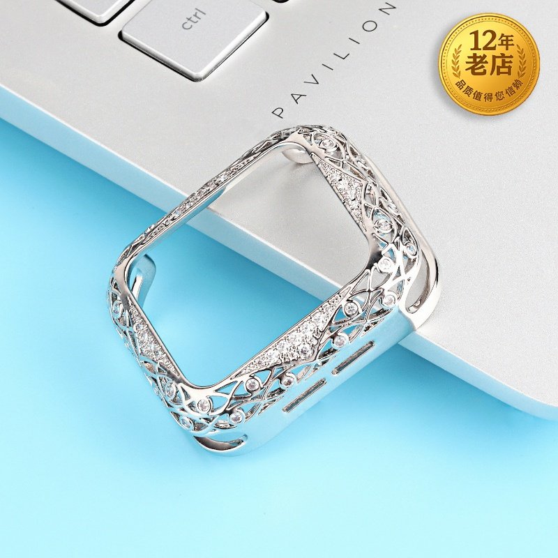 星图适用于苹果applewatch手表iwatch1234567se8s9金属镶钻壳镂空壳边框防摔刮花保护套38mm42/44/40潮41/45