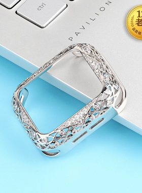 星图适用于苹果applewatch手表iwatch1234567se8s9金属镶钻壳镂空壳边框防摔刮花保护套38mm42/44/40潮41/45