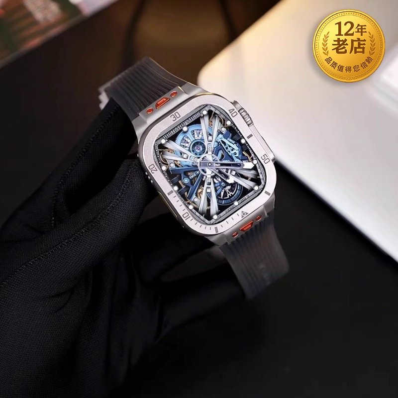 星图ultra49mm冰爽半透明苹果手表带液态弹力硅胶改装s10代iwatch23456789se不锈钢金属折叠扣45/44/42mm男女