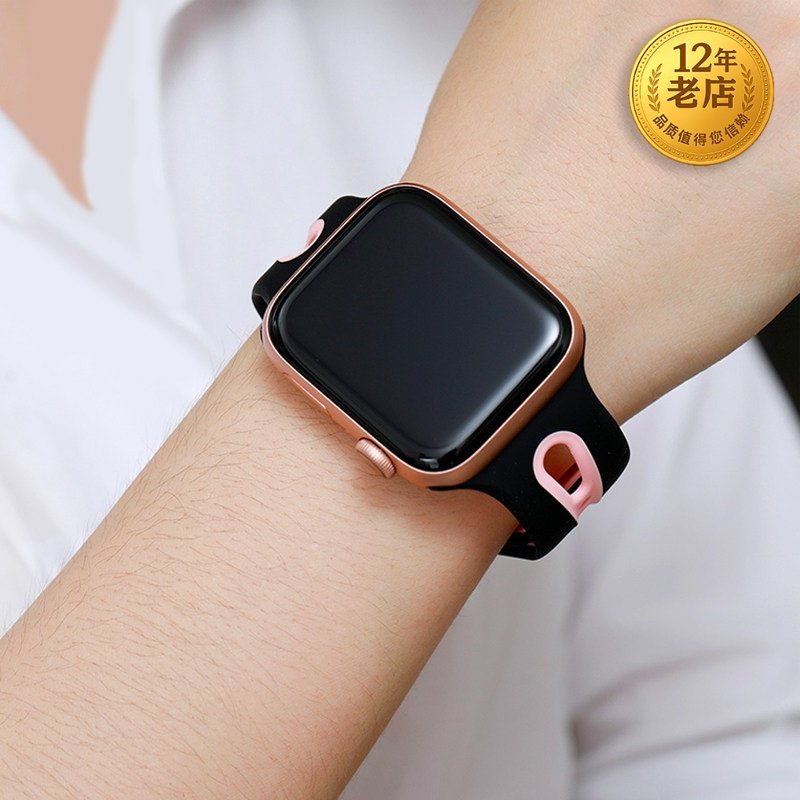 适苹果apple watch手表带iwatch123456s87se硅胶运动型42mm40男女40款44防水s汗iphone可爱新款41/45ultra49